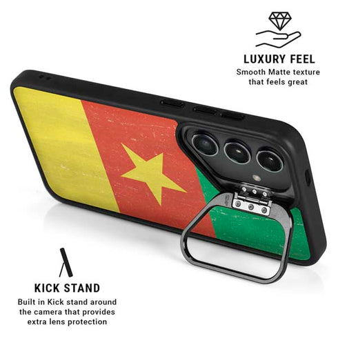 Cameroon Flag Distressed Galaxy S24 Plus Kickstand Case